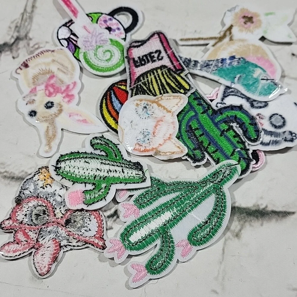 Iron-On Patches Sewing‎ Craft Embellishment Lot Cute Critters Cactus Pandas